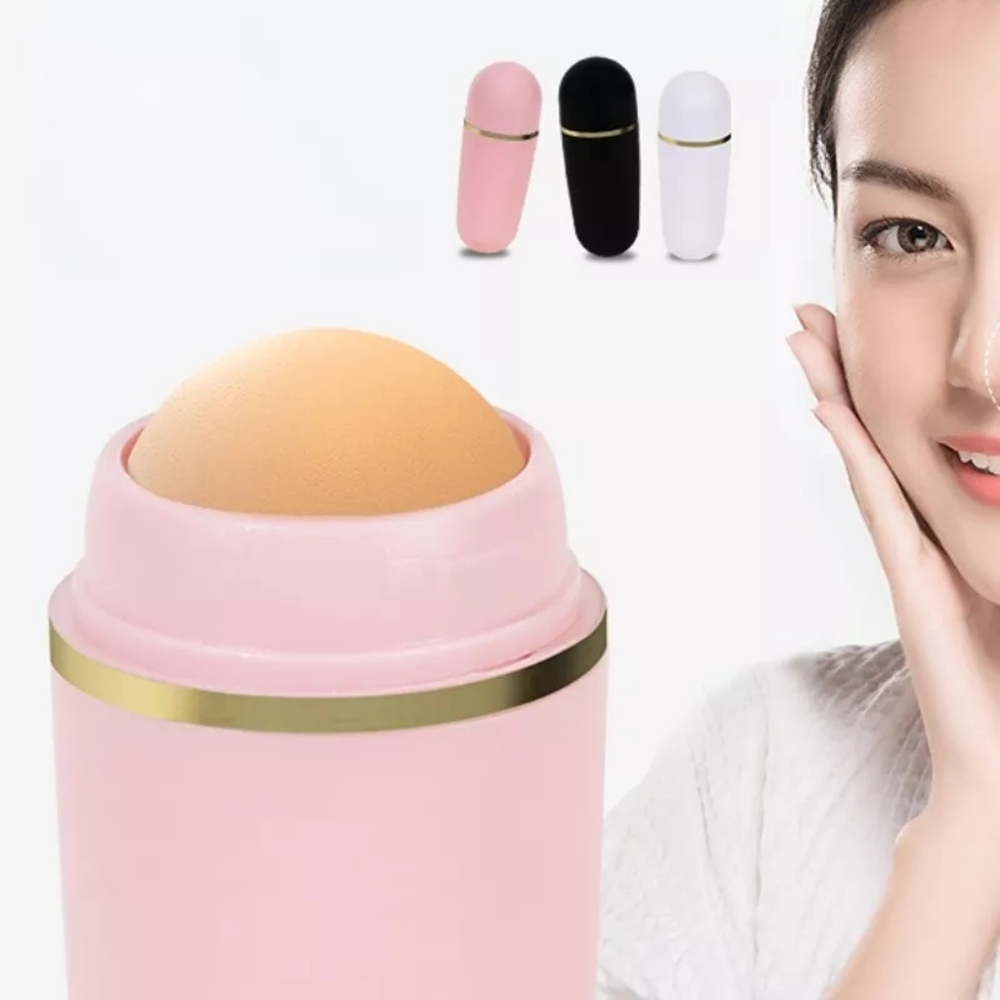 Oil Absorbing Volcano Roller Reusable Portable Skin Control Facial Roller PINK